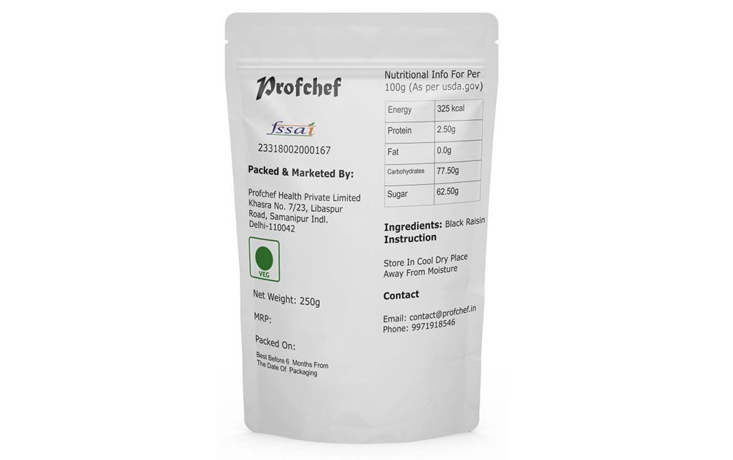 Profchef Prunes (Premium Munakka)   Pack  250 grams